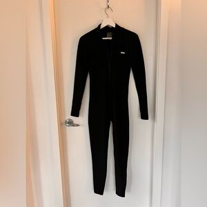 White Fox Boutique Black Zip-Front Active Jumpsuit